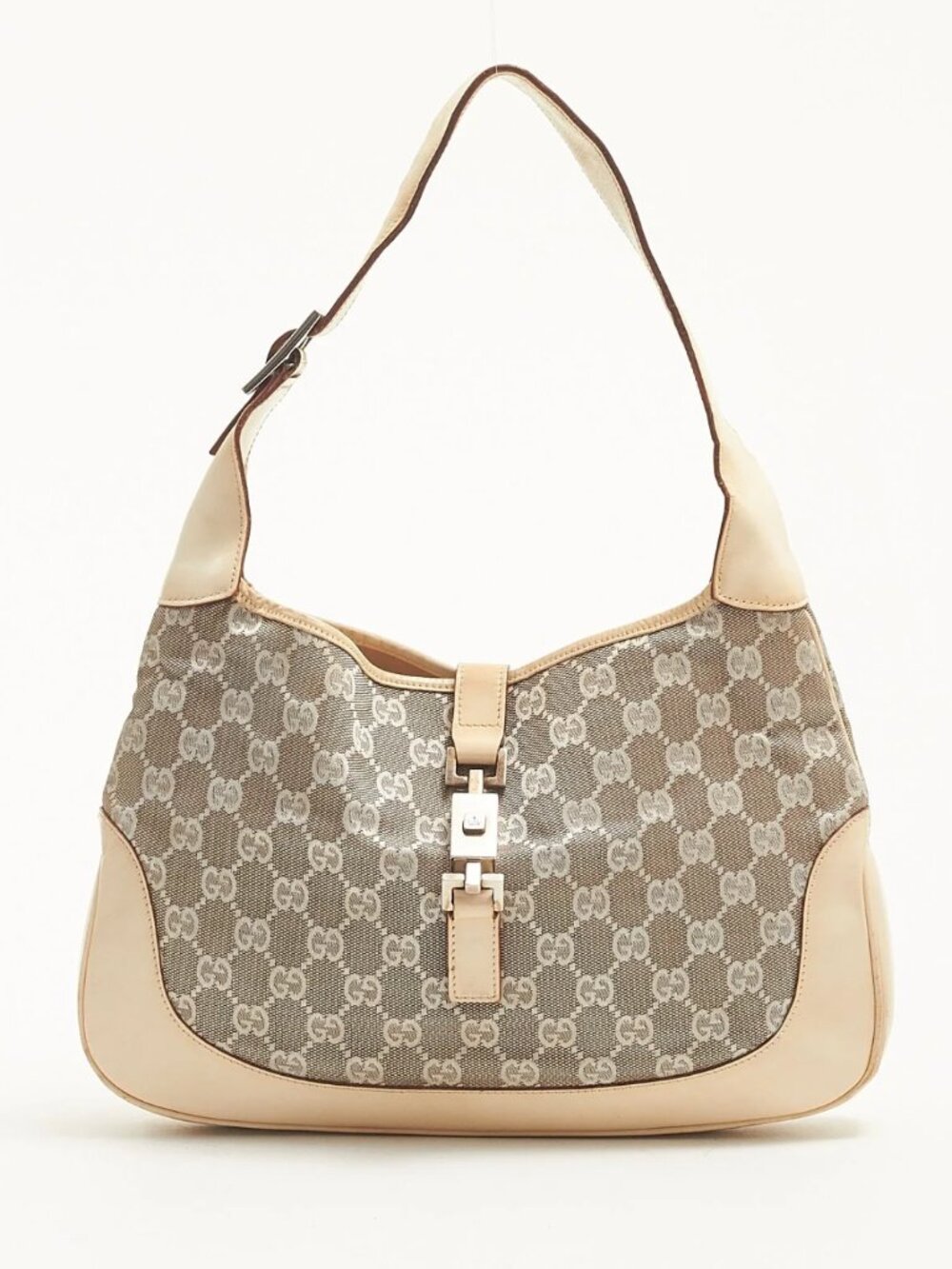 Gucci Vintage GG Canvas Jackie Monogram Cream Handbag